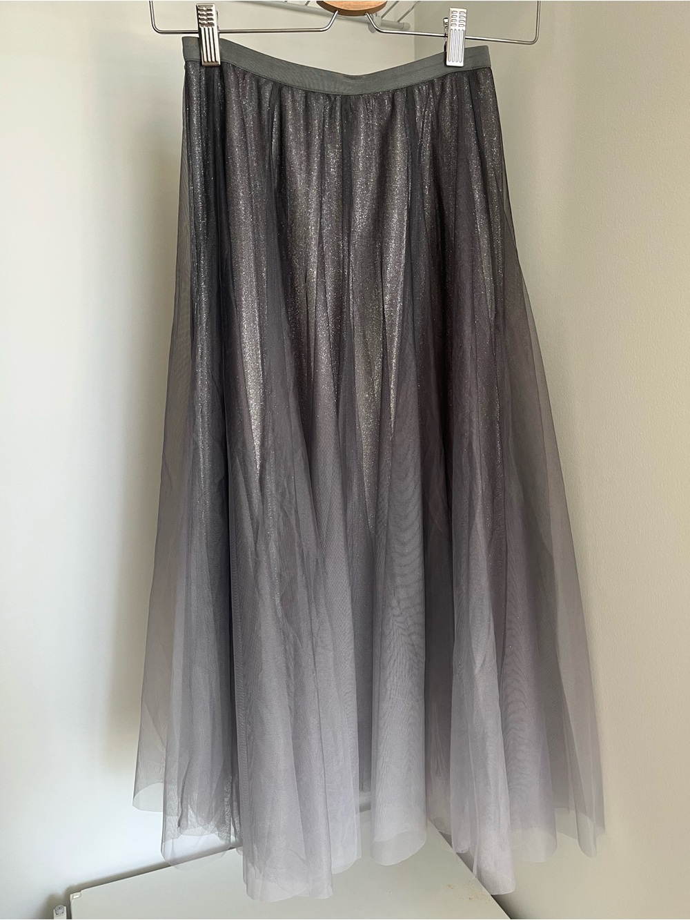 Vero Moda Metallic Gray Tulle Maxi Skirt - Picture 1 of 1